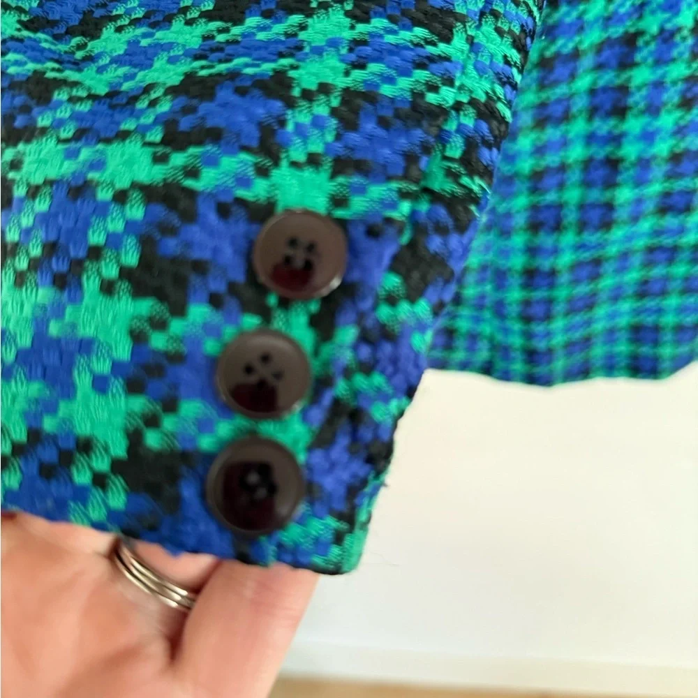 Vintage Reflections Green and Blue Plaid Blazer, Size 10 Petite - Picture 7 of 7